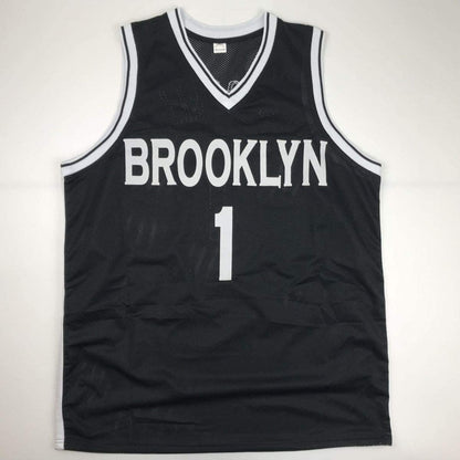 Autographed/Signed D'Angelo Russell Brooklyn Black Basketball Jersey JSA COA