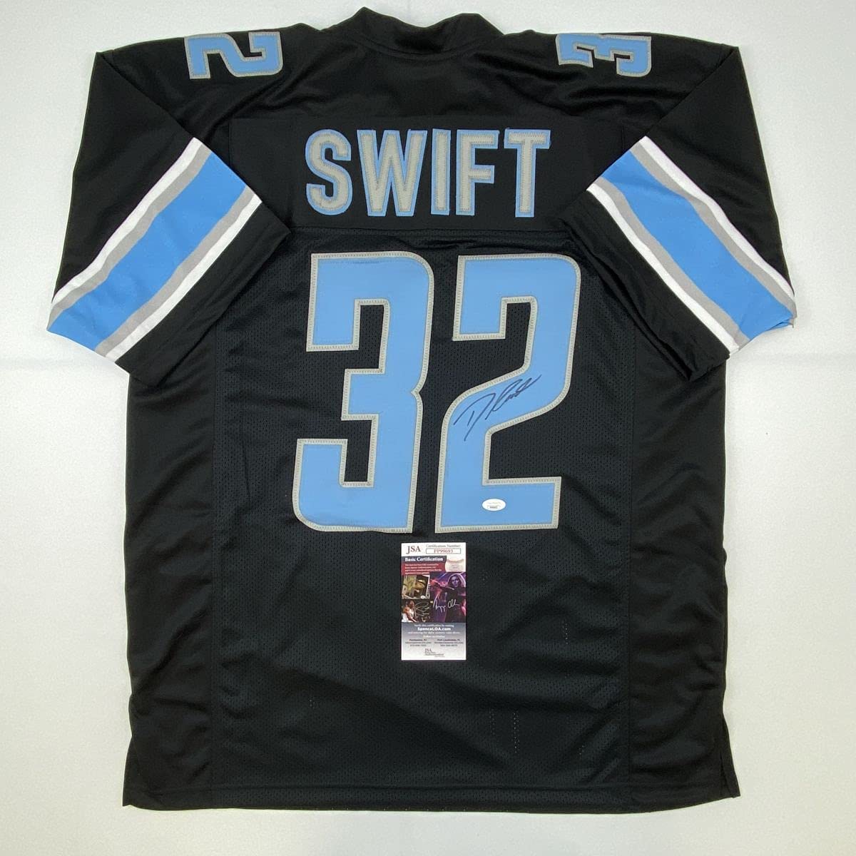 Autographed/Signed D'Andre Swift Detroit Black Football Jersey JSA COA