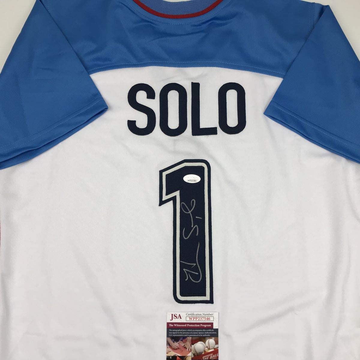 Autographed/Signed Hope Solo White Soccer Team USA World Cup Jersey JSA COA
