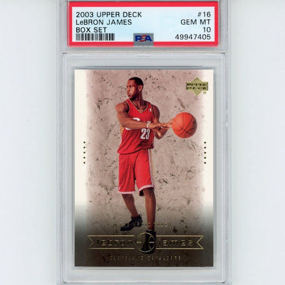 Graded 2003-04 Upper Deck LeBron James #16 Box Set Rookie RC Basketball Card PSA 10 Gem Mint
