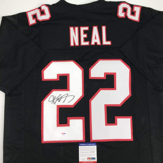 Autographed/Signed Keanu Neal Atlanta Retro Black Football Jersey PSA/DNA COA