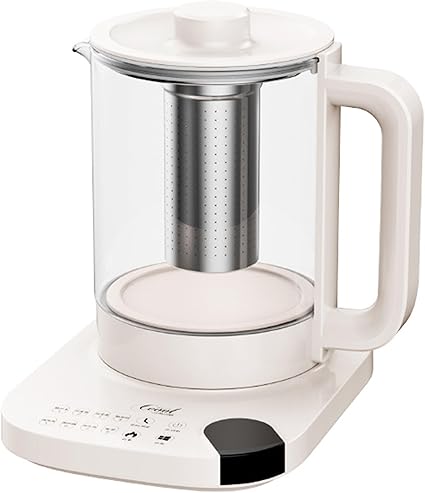 1.8L Health- Care Beverage Tea Maker and Kettle, ceramic & Glass Brew Cooker Master, 8-in-1 Programmable, 4 Range Temperature Warming Function, Simple white‰_´Free of scale