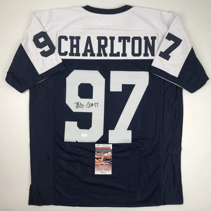 Autographed/Signed Taco Charlton Dallas Thanksgiving Day Football Jersey JSA COA