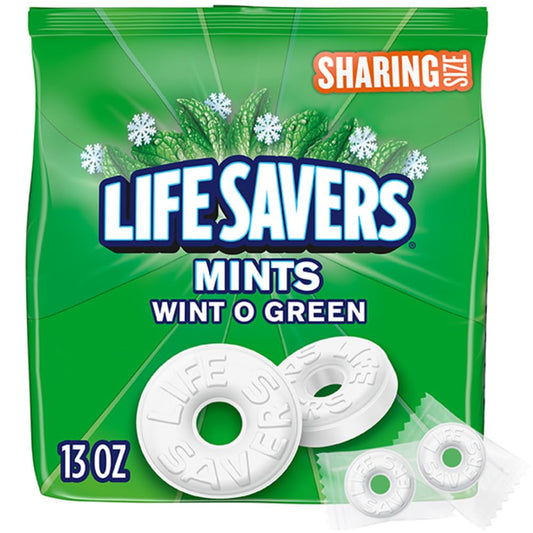 LIFE SAVERS Wint-O-Green Breath Mints Hard Candy, Sharing Size, 13 oz Bag, 10/24