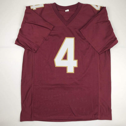 Autographed/Signed Anquan Boldin Florida State FSU Maroon College Football Jersey JSA COA