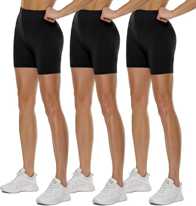 3 Pack High Waisted Biker Shorts for Women ‰ÛÒ 3"/ 5"/ 8" Black Workout Yoga Compression Novelty Shorts for Running