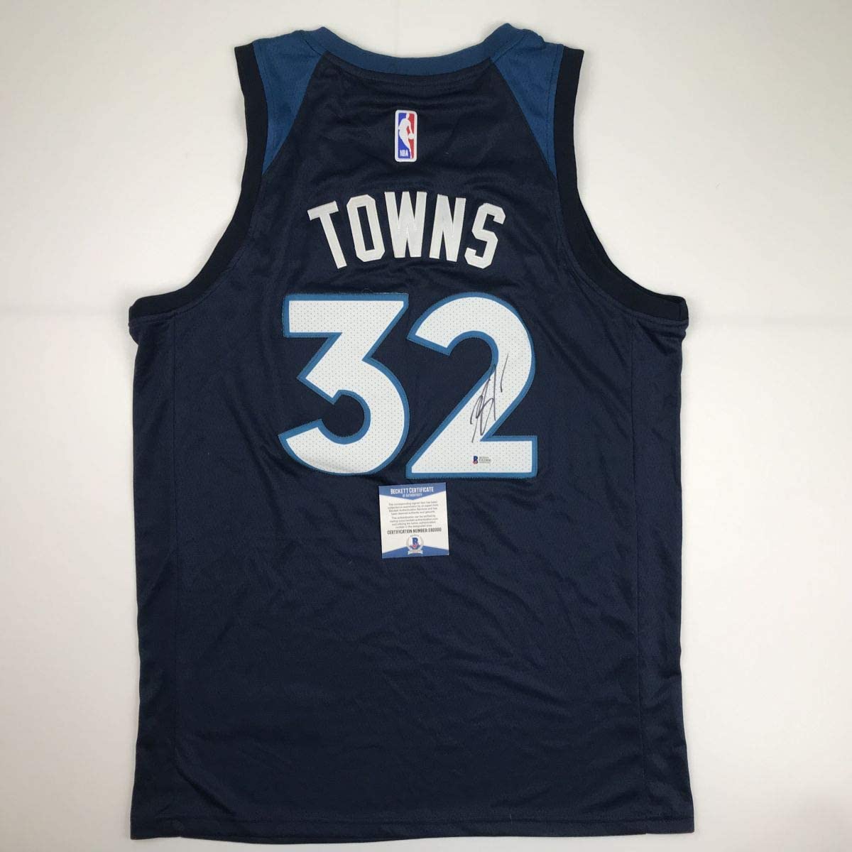 Autographed/Signed Karl-Anthony Towns Minnesota Blue Basketball Jersey Beckett BAS COA