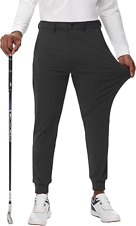 Men's Golf Joggers Pants Belt Loops Slim Fit Stretchy Sweatpants Work Travel Dress Casual Tapered Pants Quick Dry UPF50