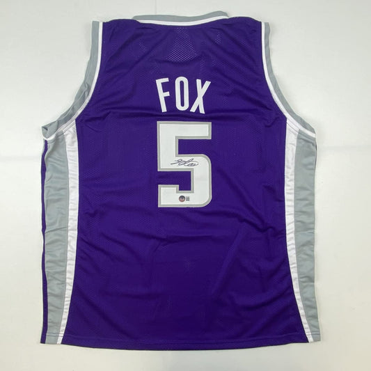 Autographed/Signed De'Aaron Fox Sacramento Purple Basketball Jersey Beckett BAS COA