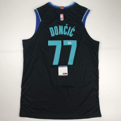 Autographed/Signed Luka Doncic Dallas Black Basketball Jersey PSA/DNA COA