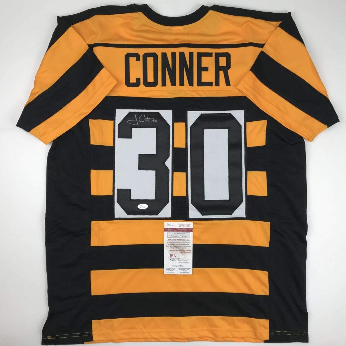 Autographed/Signed James Conner Pittsburgh Bumble Bee Football Jersey JSA COA