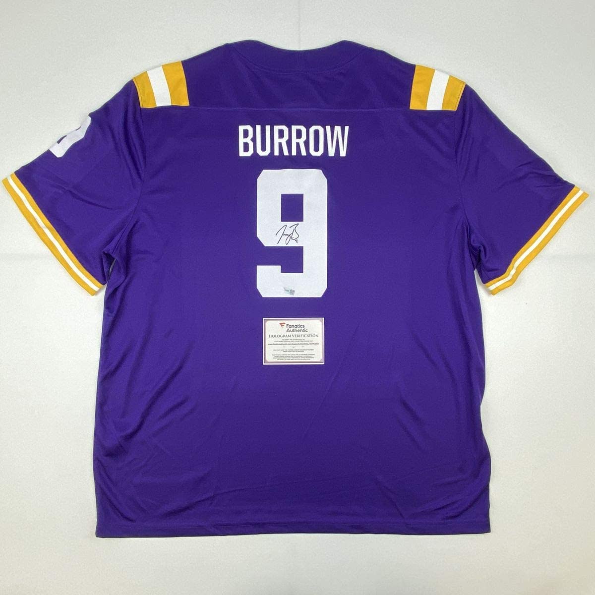 Autographed/Signed Joe Burrow LSU Tigers Purple Authentic Nike Game Football Jersey Fanatics COA