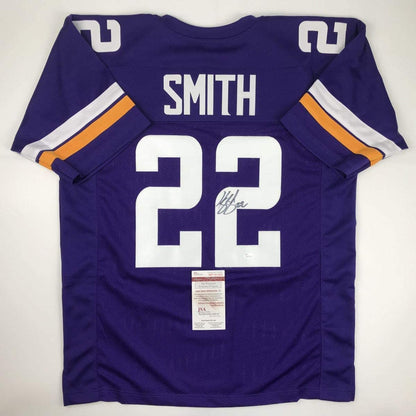 Autographed/Signed Harrison Smith Minnesota Purple Football Jersey JSA COA