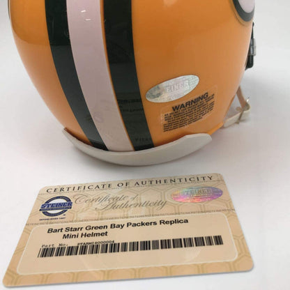 Autographed/Signed Bart Starr Green Bay Packers Football Mini Helmet Steiner Sports COA