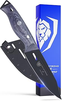 Dalstrong Paring Knife - 4 inch - Delta Wolf Series Knife - Ultra-Thin & Zero Friction Blade - HC 9CR18MOV Steel - Black Titanium Nitride Coating - G10 Camo Handle Kitchen Chef Knife - Leather Sheath