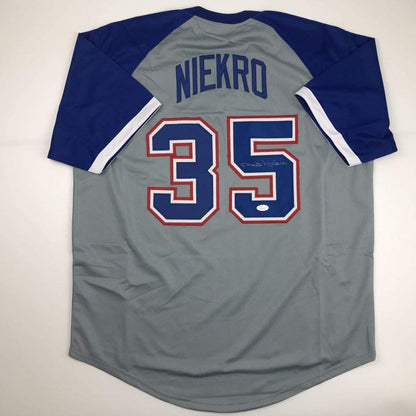 Autographed/Signed Phil Niekro Atlanta Grey Baseball Jersey JSA COA Holo Only