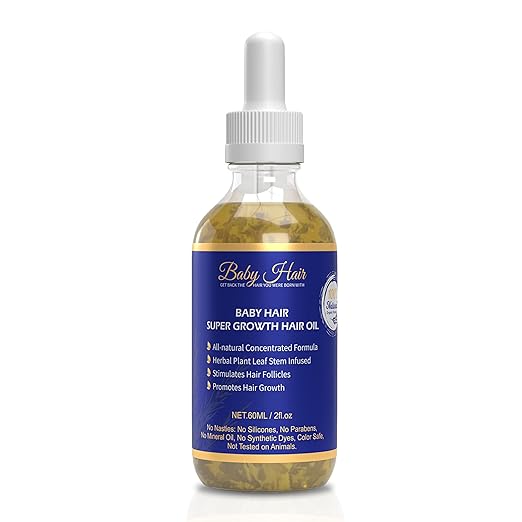Baby Hair - Super Growth Hair Oil, Sulfate-Free Hair Growth Oil for All Hair Types, Argan Oil, Tea Tree Oil, and Castor Oil Hair Oils for Hair Growth, Hair Growth Oil for Women and Men, 2 fl.oz