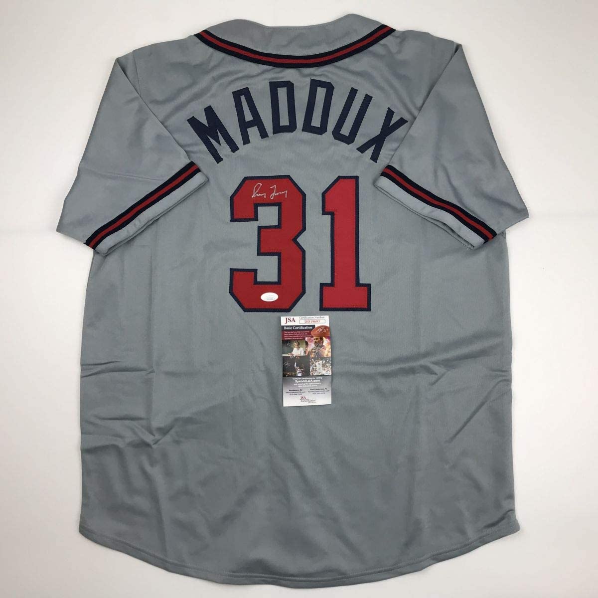 Autographed/Signed Greg Maddux Atlanta Grey Baseball Jersey JSA COA