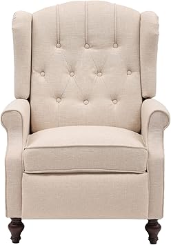 SAMERY Recliner Chair with Massage & Heating- Modern Accent Chair Upholstered Armchair Fabric Single Sofa Lounge Reading Club Chair with Tufted Wingback for Small Spaces Bedroom Living Room