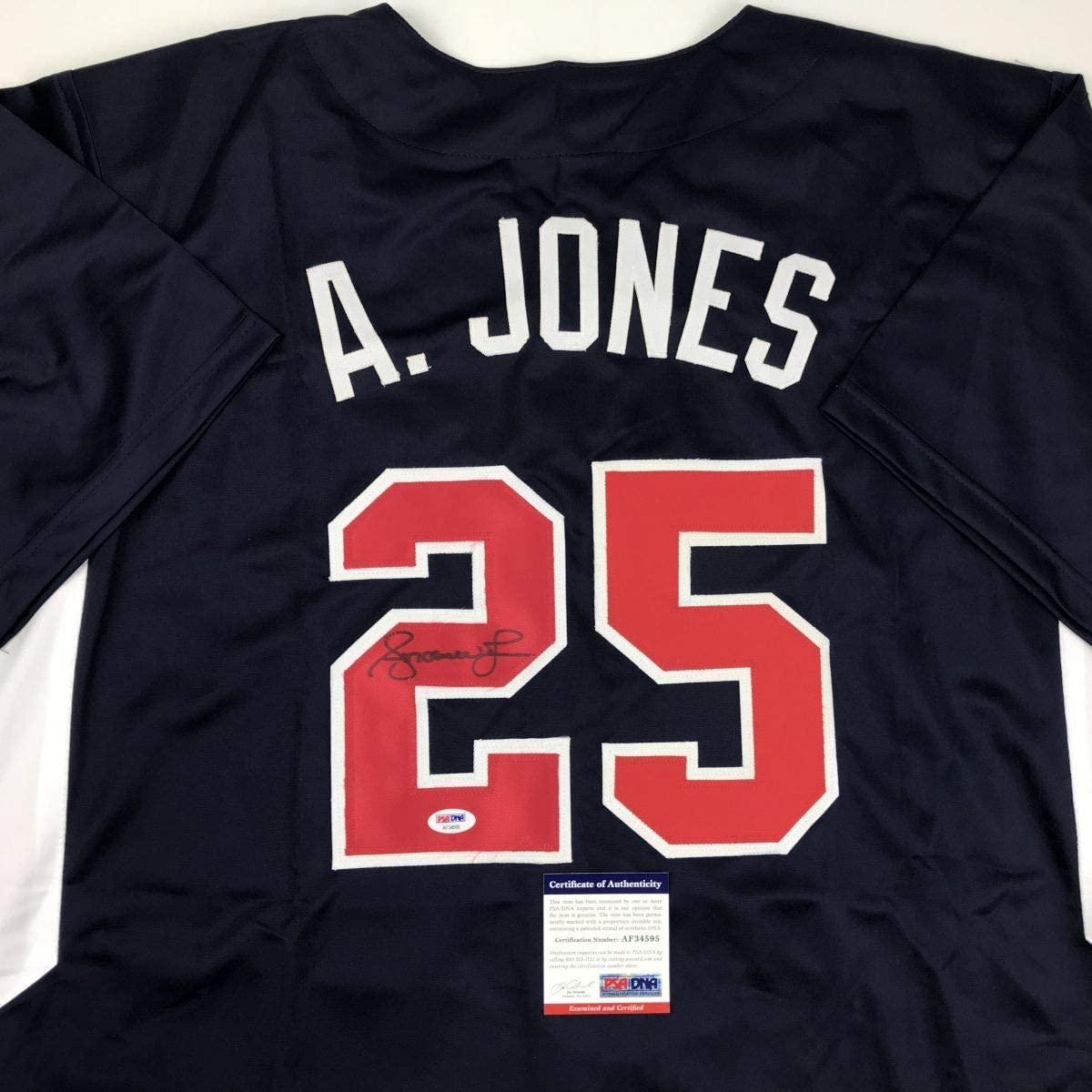 Autographed/Signed Andruw Jones Atlanta Blue Baseball Jersey PSA/DNA COA