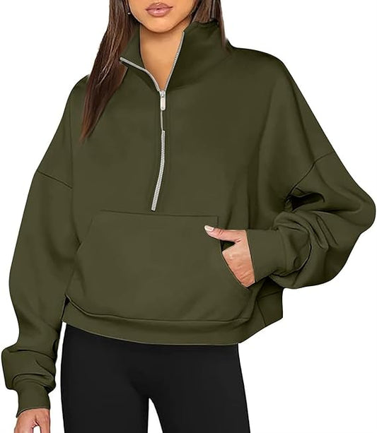 Women's Half Zip Pullover Quarter Zipper Pullover Oversized Hoodies Sweaters Fall Outfits