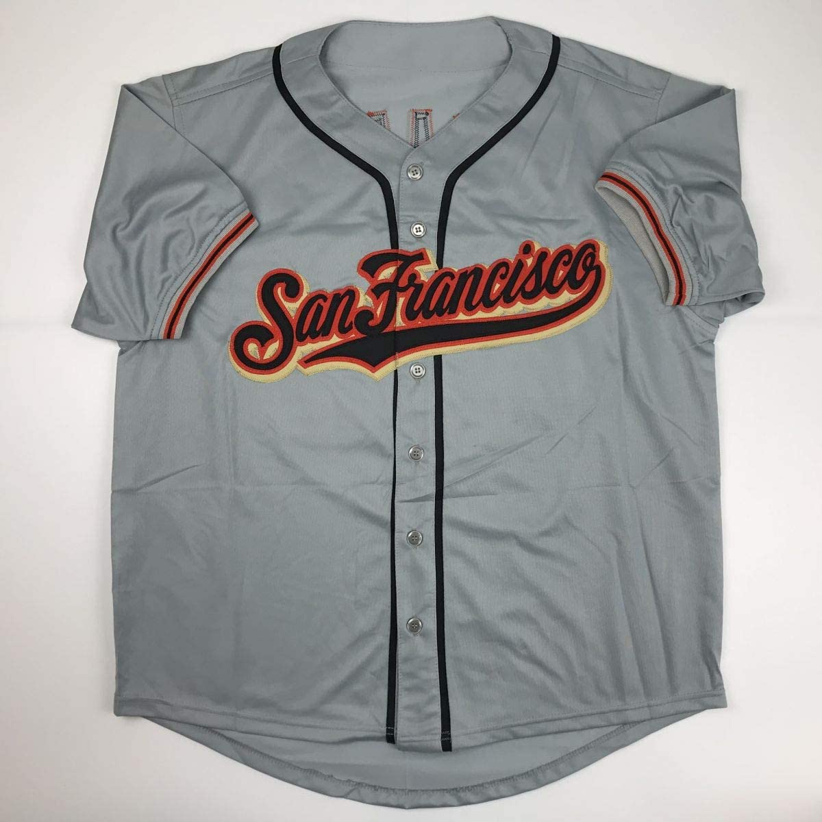 Autographed/Signed Madison Bumgarner San Francisco Grey Baseball Jersey JSA COA