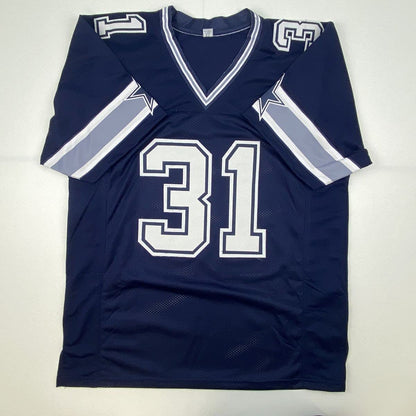 Autographed/Signed Trevon Diggs Dallas Dark Blue Football Jersey JSA COA