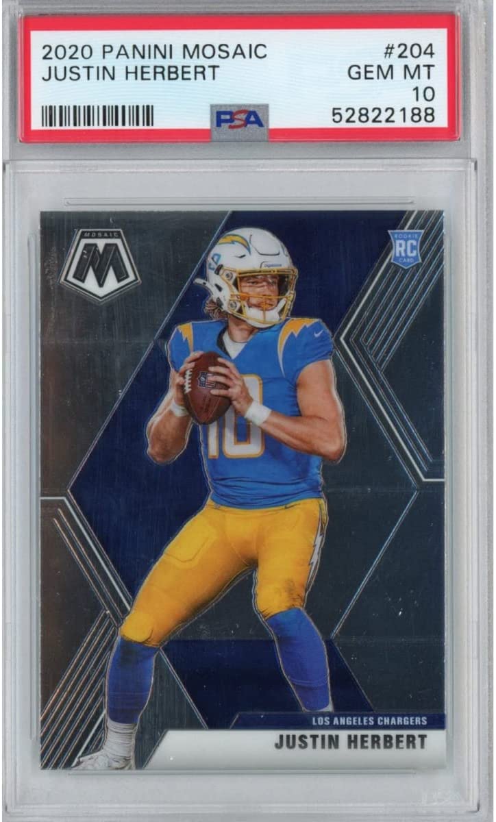 Graded 2020 Panini Mosaic Justin Herbert #204 Rookie RC Football Card PSA 10 Gem Mint - Triathlete Store