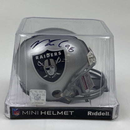 Autographed/Signed Maxx Crosby Las Vegas Oakland Raiders Football Mini Helmet JSA COA