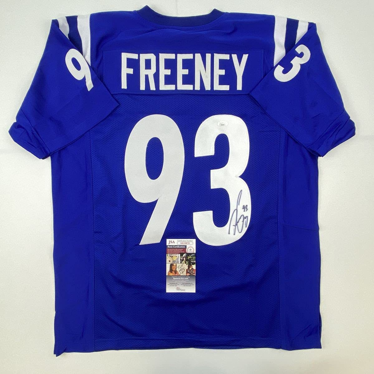 Autographed/Signed Dwight Freeney Indianapolis Blue Football Jersey JSA COA
