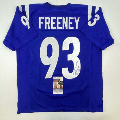 Autographed/Signed Dwight Freeney Indianapolis Blue Football Jersey JSA COA
