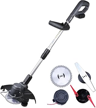 Cordless String Trimmer & Weed Eater, Compatible with DeWalt & Mellif 20V MAX Battery (Tool Only) 9.5" Electric Weed Wacker & Lawn Edger Tool with 4 Types Cutting Blades for Lawn Garden Bush Trimming