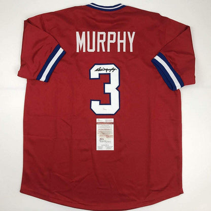 Autographed/Signed Dale Murphy Atlanta Red Baseball Jersey JSA COA