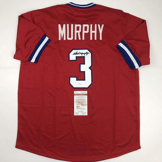 Autographed/Signed Dale Murphy Atlanta Red Baseball Jersey JSA COA