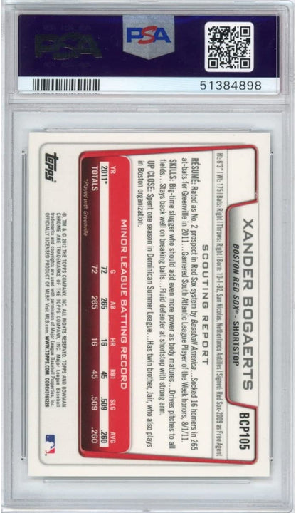 Graded 2012 Bowman Chrome Prospects Xander Bogaerts #BCP105 Rookie RC Baseball Card PSA 10 Gem Mint