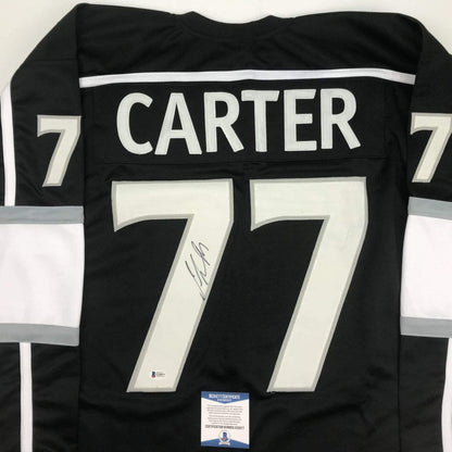 Autographed/Signed Jeff Carter Los Angeles LA Black Hockey Jersey Beckett BAS COA