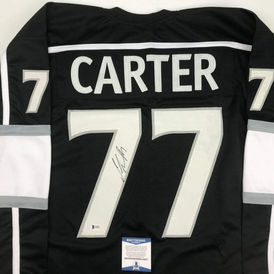 Autographed/Signed Jeff Carter Los Angeles LA Black Hockey Jersey Beckett BAS COA