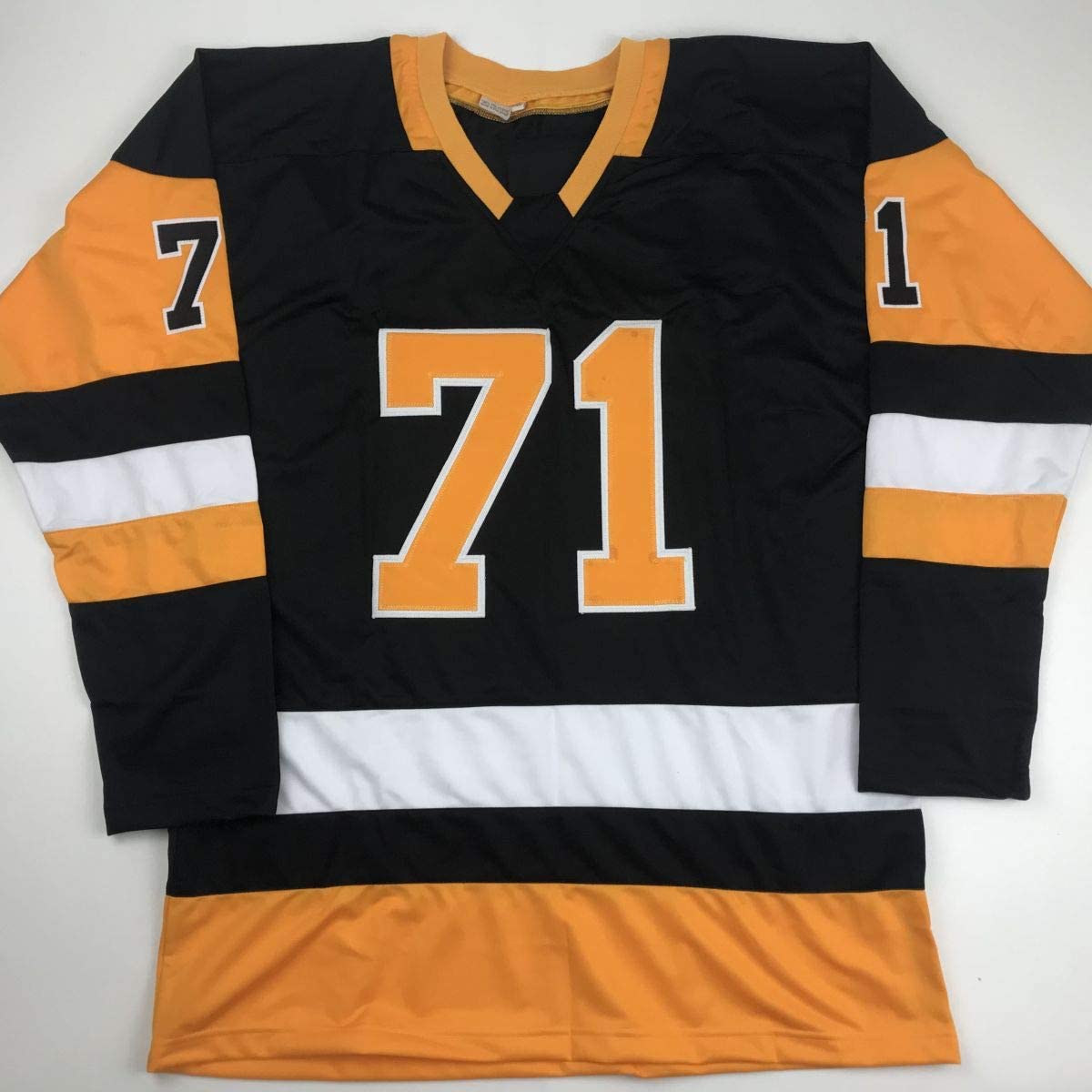 Autographed/Signed Evgeni Malkin Pittsburgh Black Hockey Jersey JSA COA