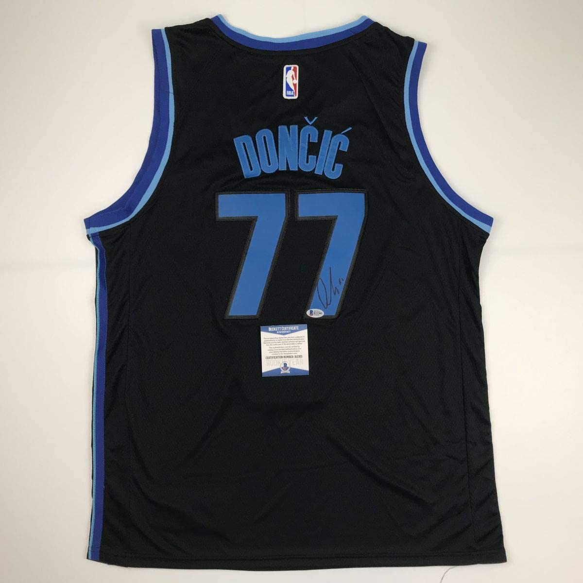 Autographed/Signed Luka Doncic Dallas Black Basketball Jersey Beckett BAS COA