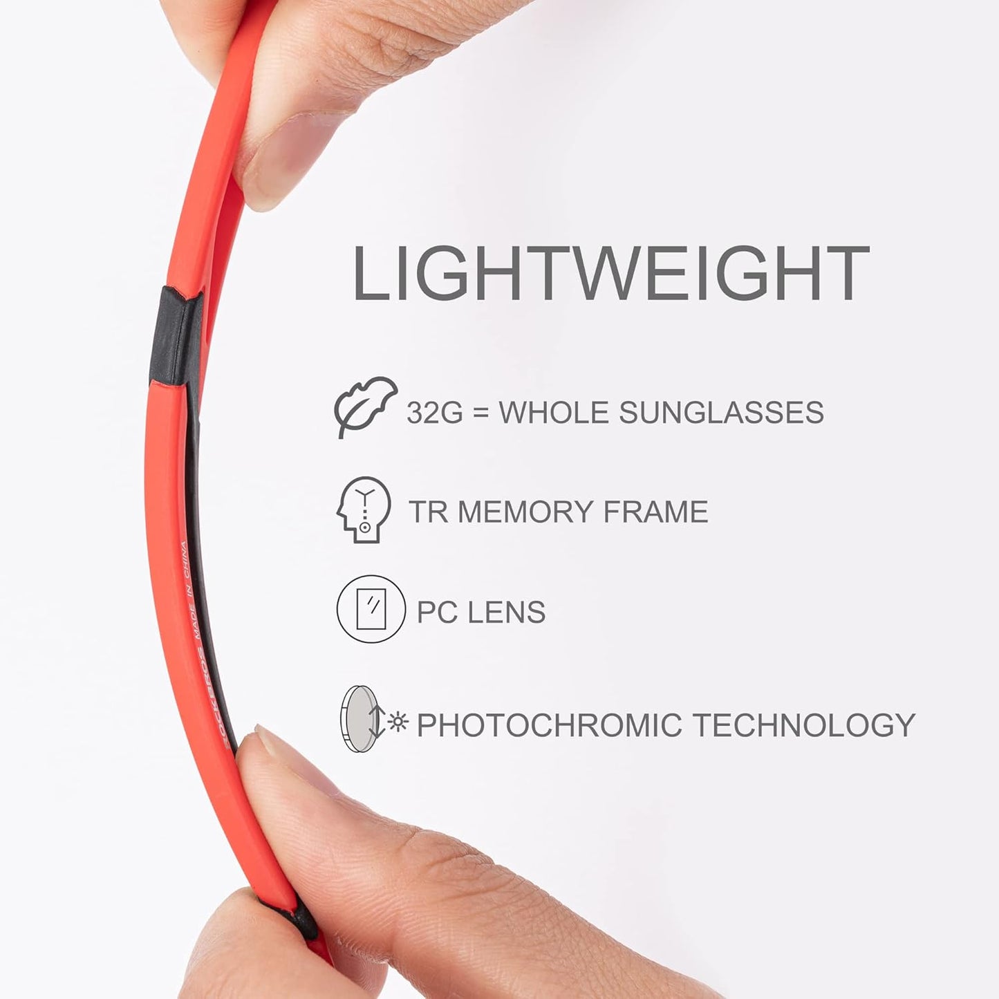 ROCKBROS Photochromic Cycling Sunglasses UV Protection Windproof Lightweight