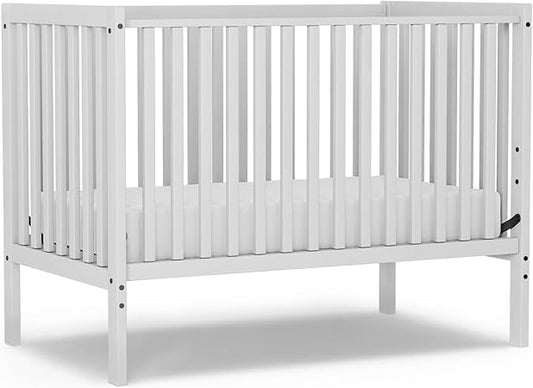 Baby Crib 5-in-1 Convertible, Wood Full Size Toddler Bed for Small Baby, Made of Sustainable Natural Pinewood Cribs, Non-Toxic Finish, Simplistic Nursery Furniture (White)