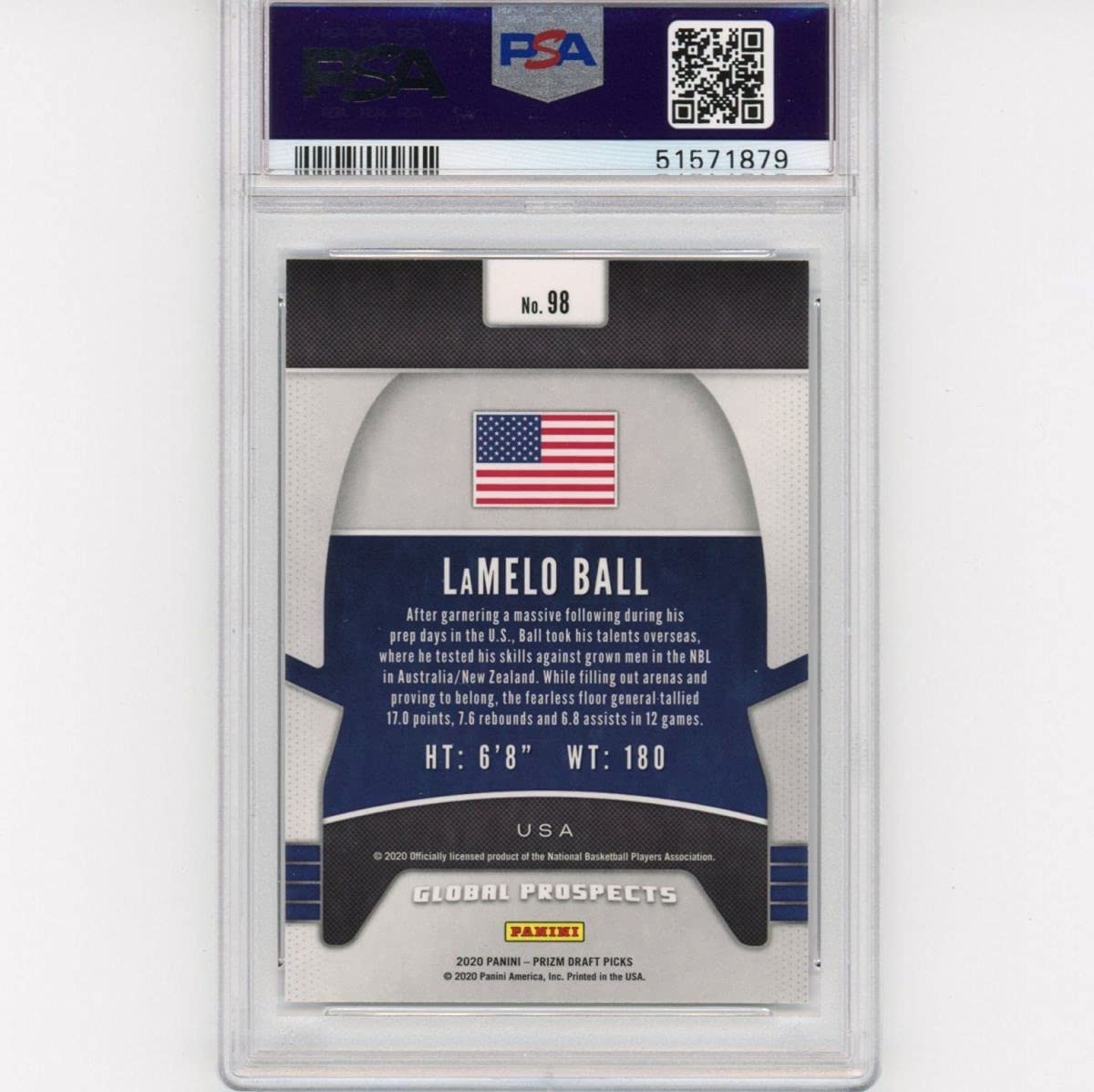 Graded 2020-21 Panini Prizm DP Draft Picks LaMelo Ball #98 Rookie RC Basketball Card PSA 10 Gem Mint