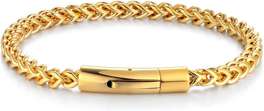 18K gold mesh bracelet for men and women solid Cuban bracelet punk style jewelry Father's/Mother's Day, birthday, Christmas gift box