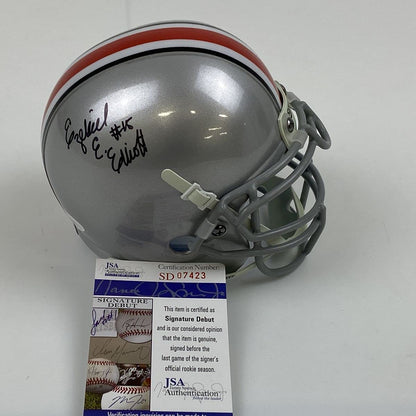 Autographed/Signed Ezekiel Elliott Ohio State Buckeyes College Football Mini Helmet JSA COA
