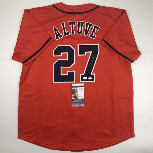 Autographed/Signed Jose Altuve Houston Orange Baseball Jersey JSA COA