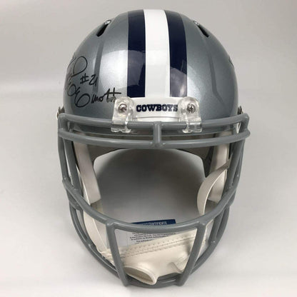 Autographed/Signed Ezekiel Elliott Imperfect Dallas Cowboys Full Size FS F/S Replica Football Helmet Beckett BAS COA