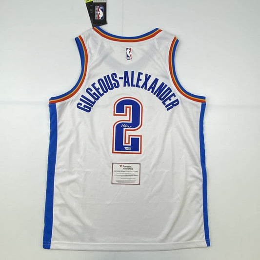 Autographed/Signed Shai Gilgeous-Alexander Oklahoma City Thunder White Basketball Jersey Fanatics COA