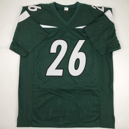 Autographed/Signed Le'Veon LeVeon Bell New York Green Football Jersey JSA COA