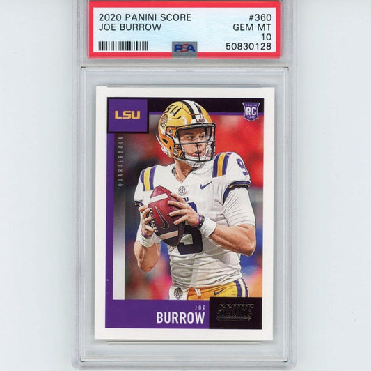 Graded 2020 Panini Score Joe Burrow #360 Rookie RC Football Card PSA 10 Gem Mint