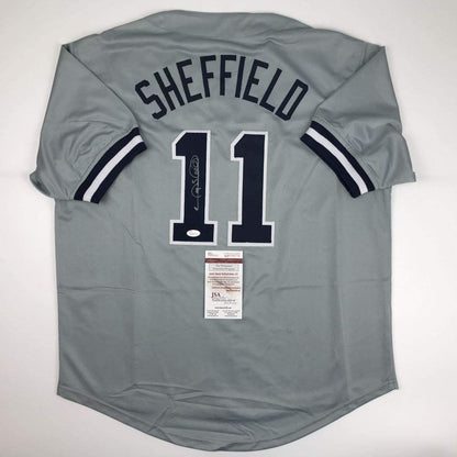 Autographed/Signed Gary Sheffield New York Grey Baseball Jersey JSA COA